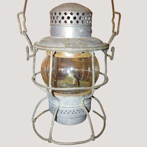 Adlake Kero Rail 257 Road Lantern Vintage USA Canada Clear Globe Metal Frame
